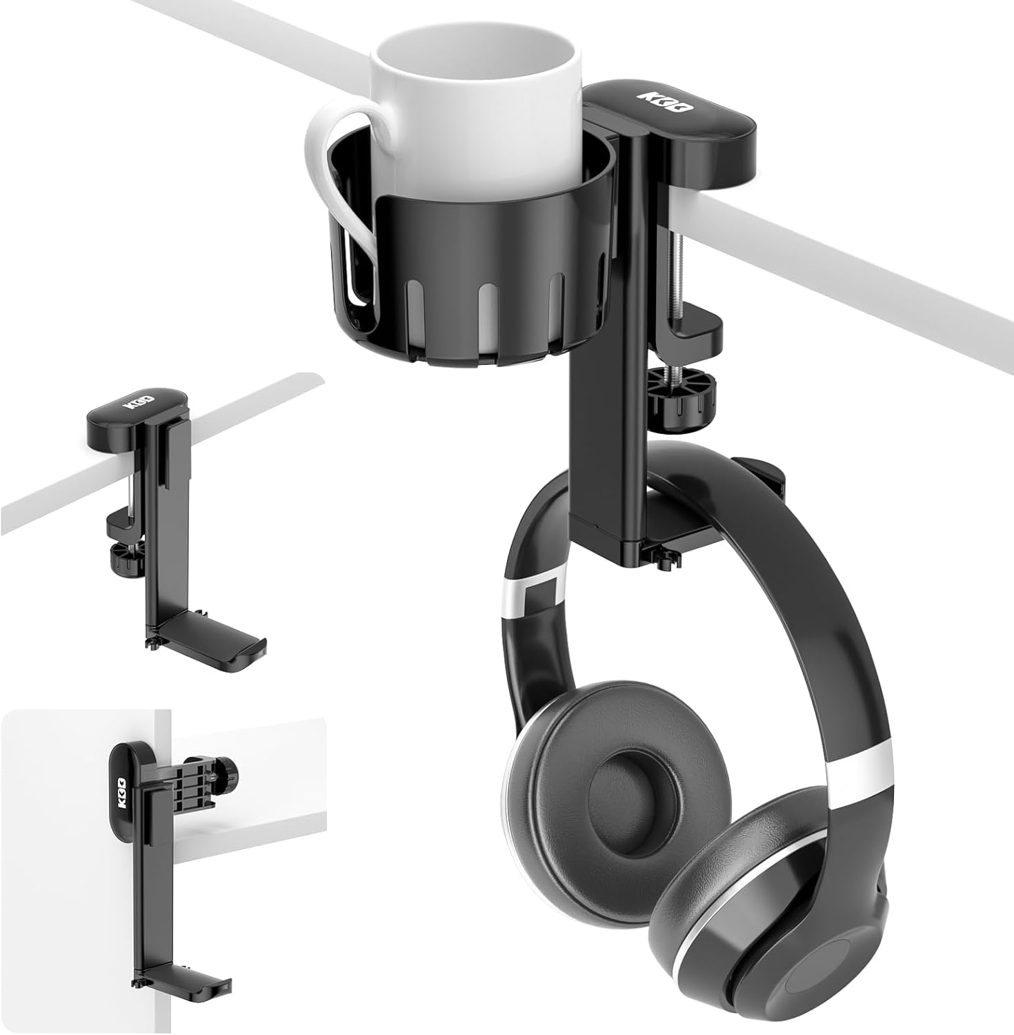 KDD 2 in 1 Headphone Hanger with Desk Cup Holder