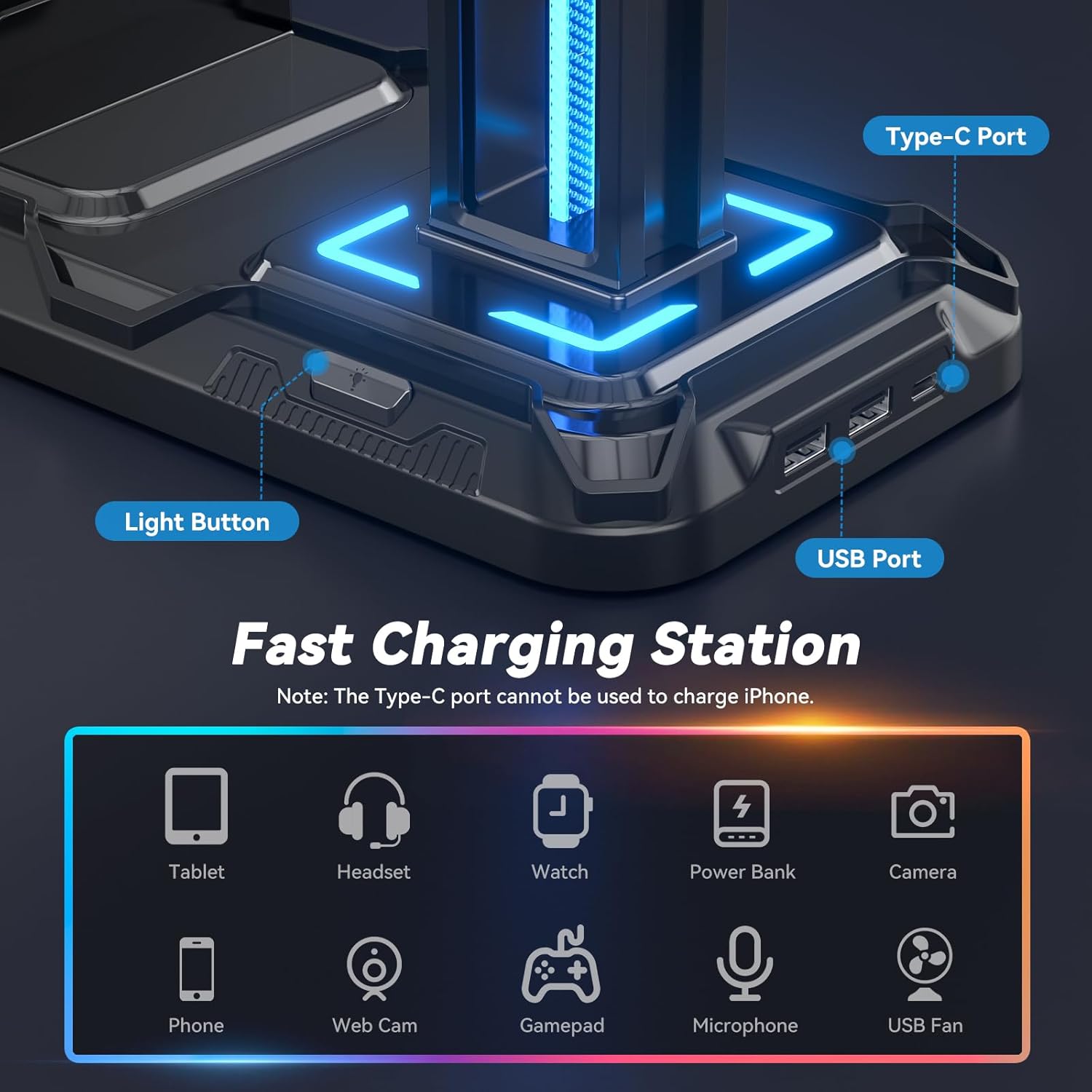 KDD Headset Stand with Charging Station