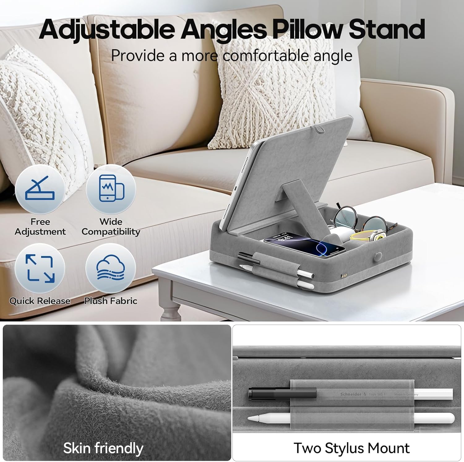 KDD Tablet Pillow Stand with Storage