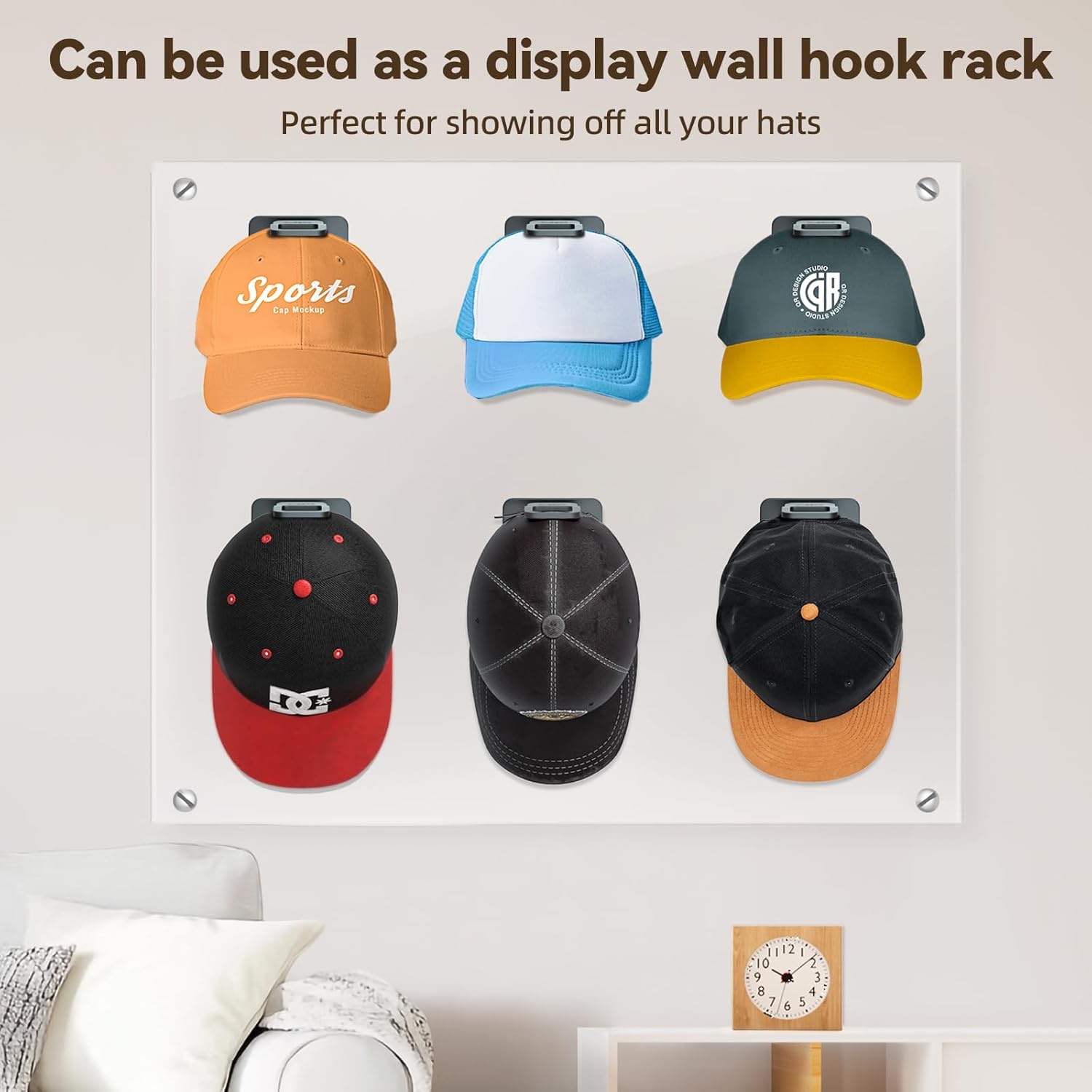 5 Pack Adhesive Hat Hooks for Wall