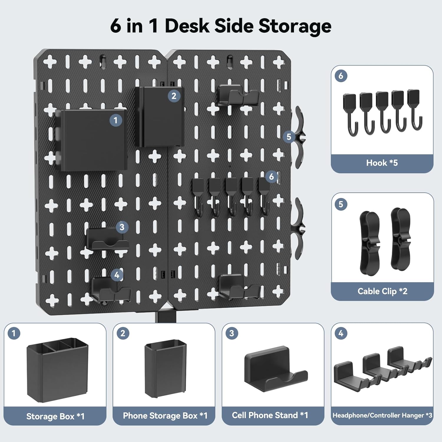 KDD 7 in 1 Clamp-on Desk Pegboard