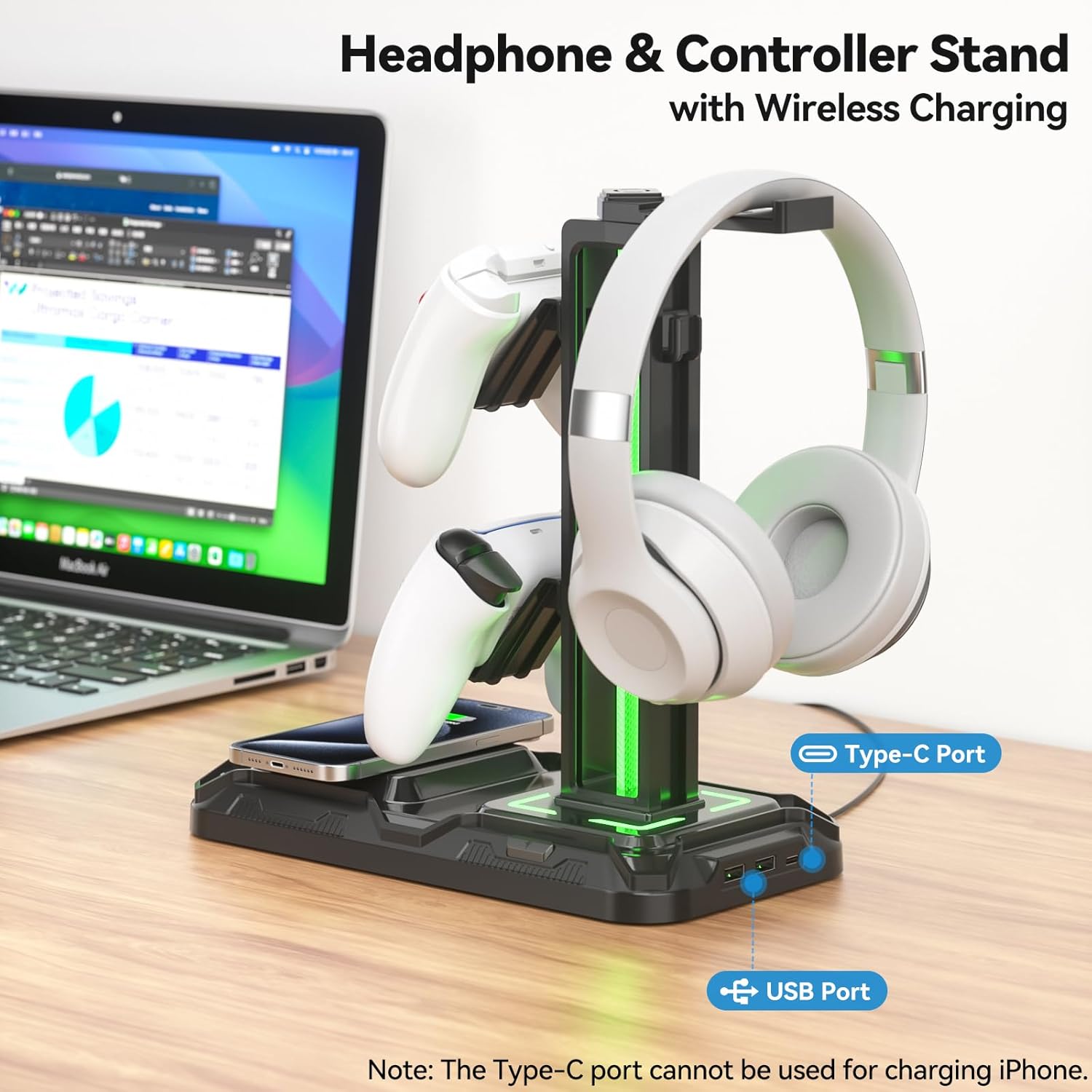 KDD Headphone & Controller Stand with Wireless Charging