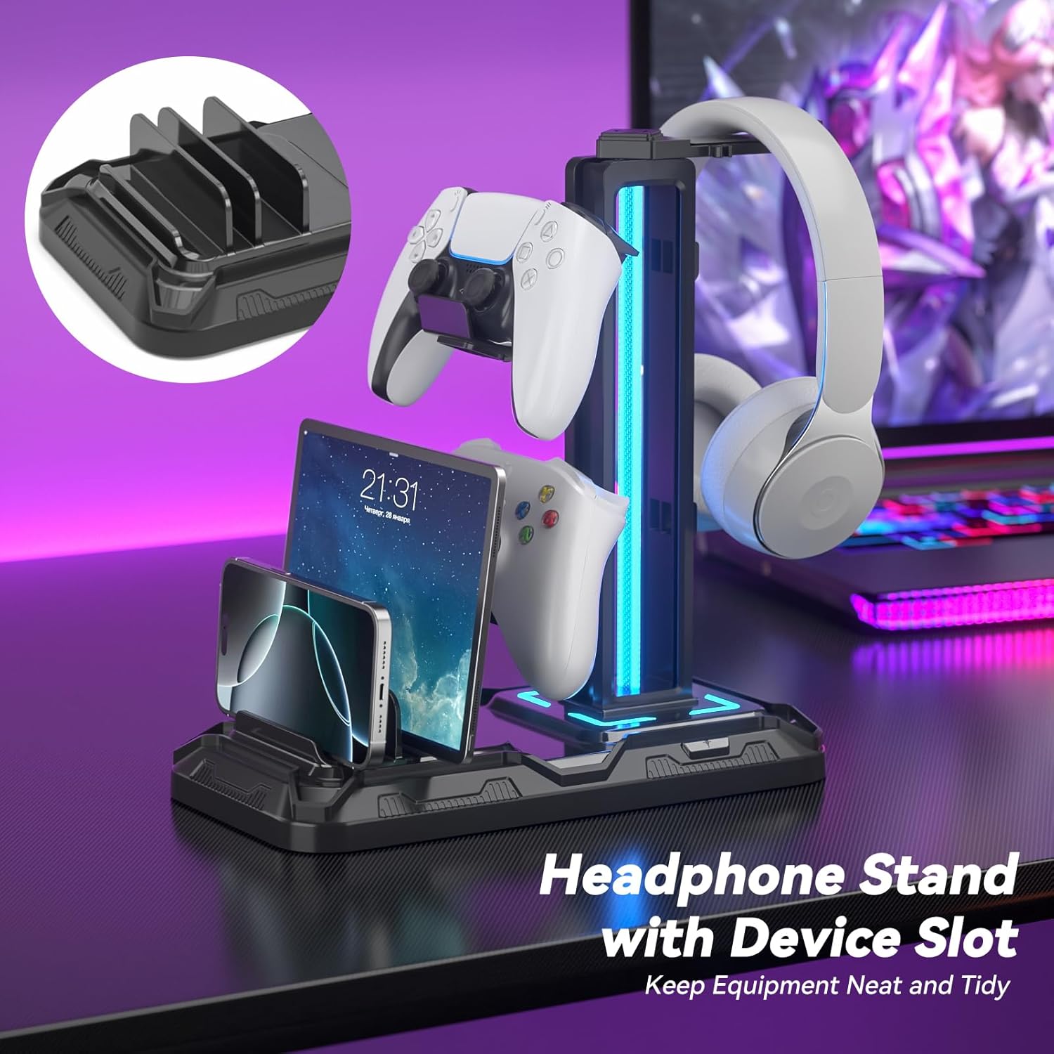 KDD Headset Stand with Charging Station