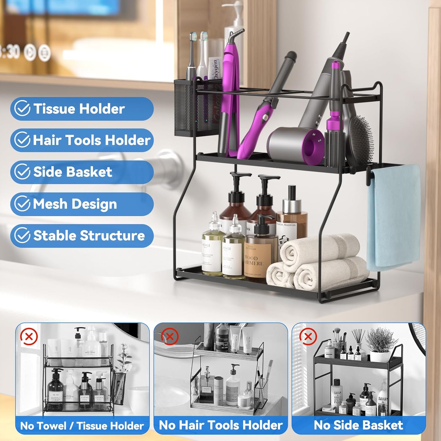 2-in-1 Bathroom Countertop Organizer