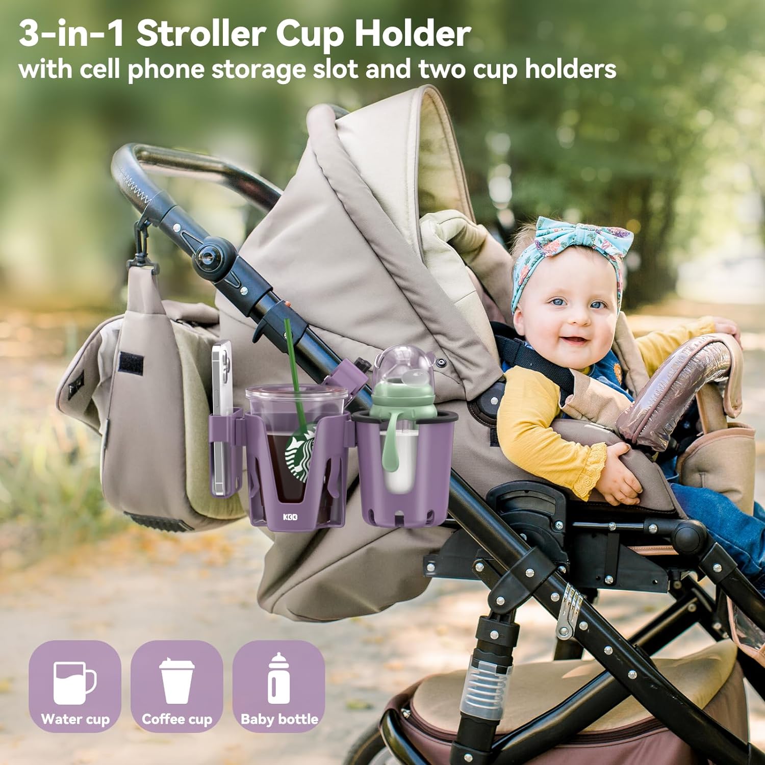 KDD Stroller Cup Holder with Phone Holder