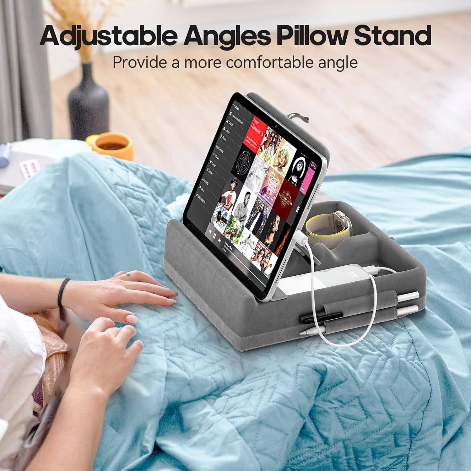 KDD Tablet Pillow Stand with Storage