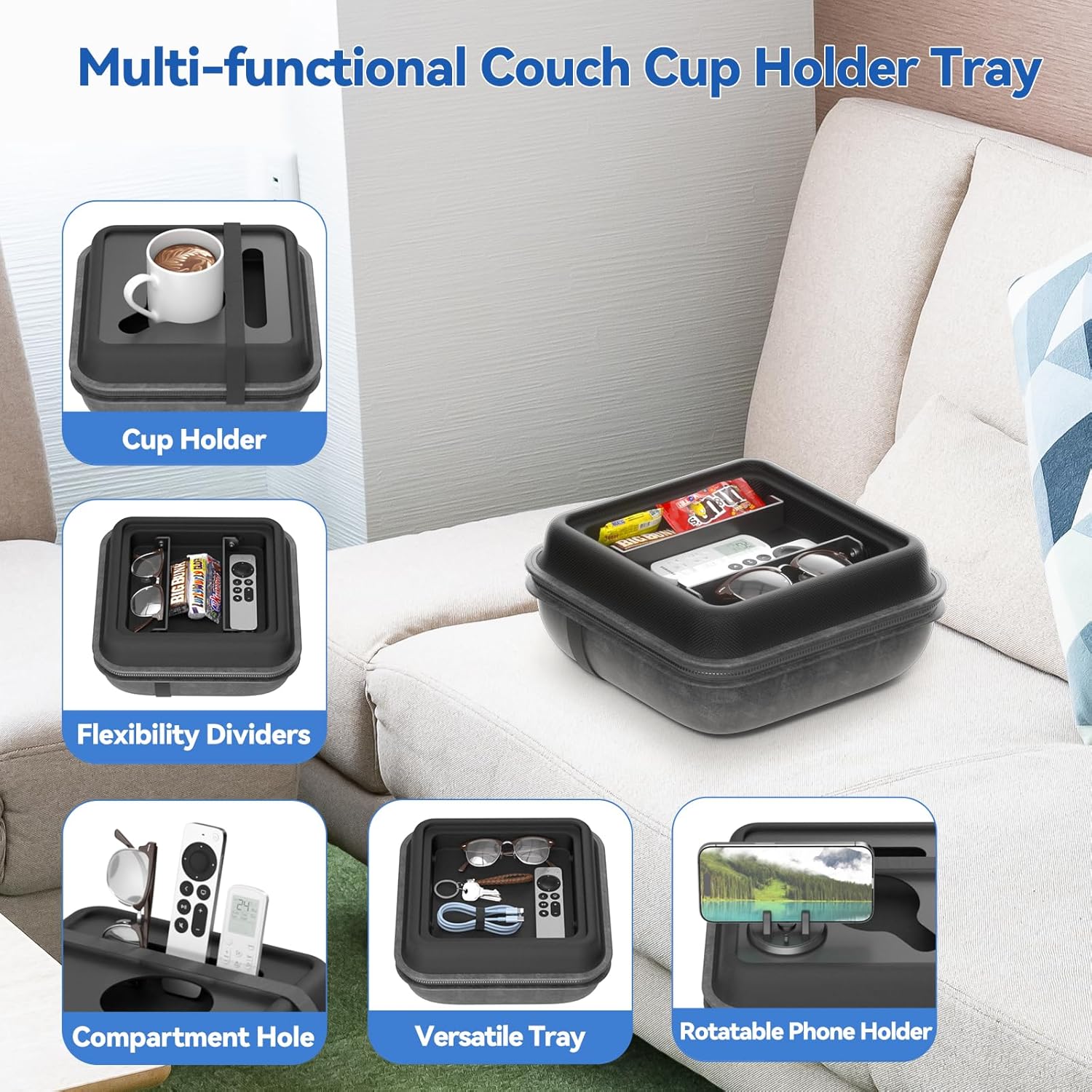 Couch Cup Holder Tray